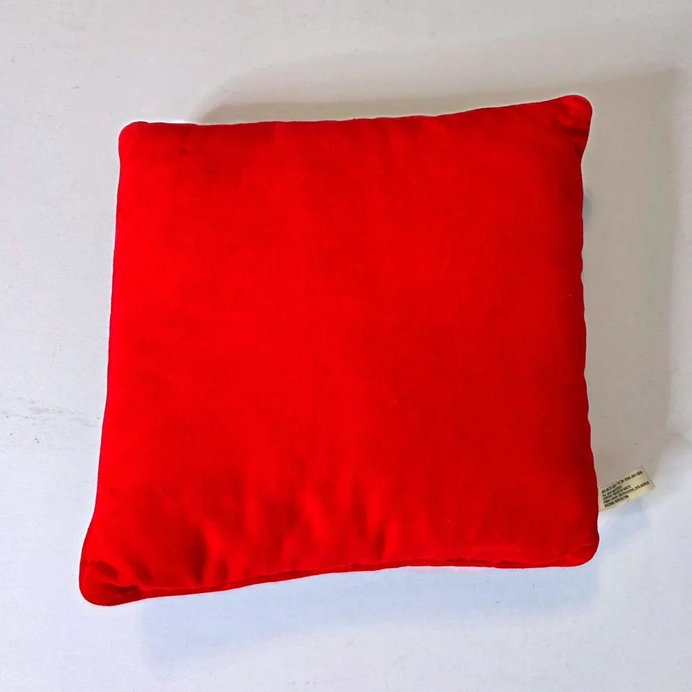 Vtg Reindeer Horn Needlepoint Christmas Pillow Green Red Velvet Midwest Importrs